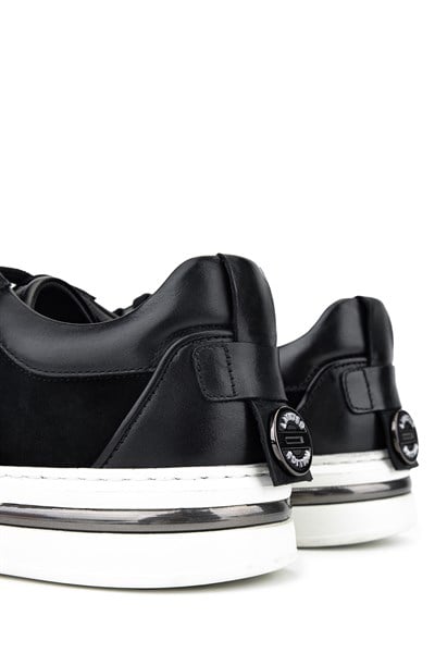 Tamer Tanca Erkek Hakiki Deri Siyah Süet Sneakers & Spor Ayakkabı