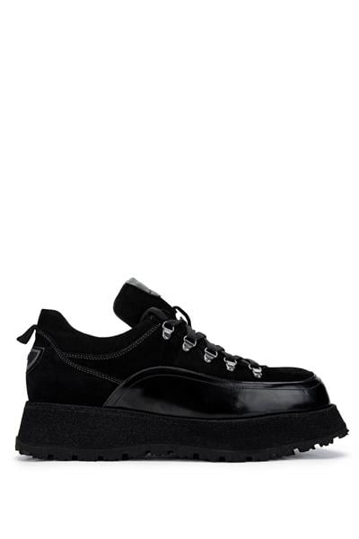 Tamer Tanca Erkek Hakiki Deri Siyah Süet Sneakers & Spor Ayakkabı