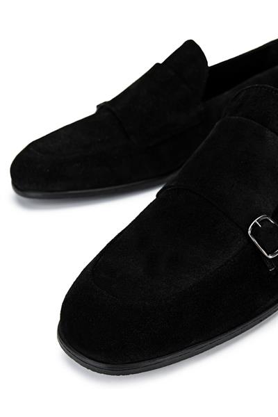 Tamer Tanca Erkek Hakiki Deri Siyah Süet Loafer Ayakkabı
