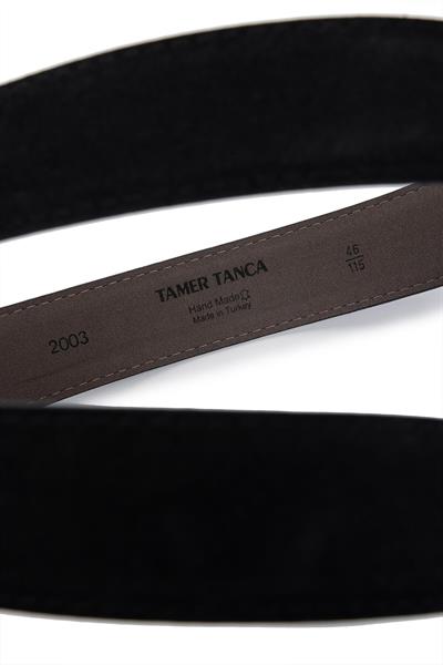 Tamer Tanca Erkek Hakiki Deri Siyah Süet Spor Kemer