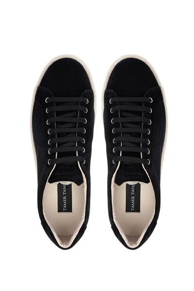 Tamer Tanca Erkek Hakiki Deri Siyah Süet Sneakers & Spor Ayakkabı