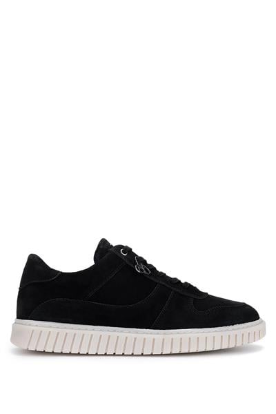 Tamer Tanca Erkek Hakiki Deri Siyah Süet Sneakers & Spor Ayakkabı
