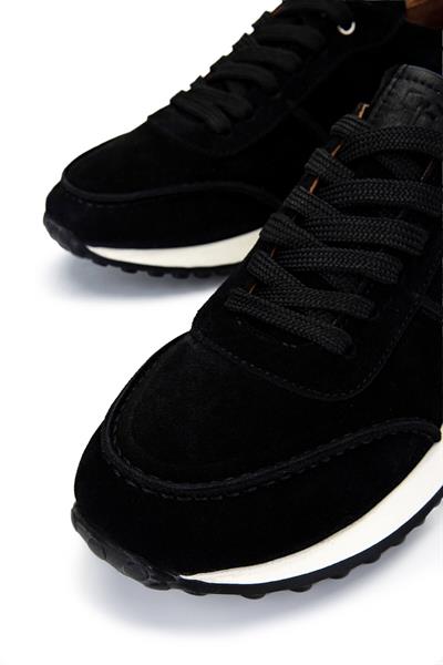 Tamer Tanca Erkek Hakiki Deri Siyah Süet Sneakers & Spor Ayakkabı