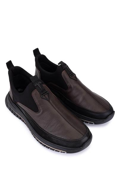 Tamer Tanca Erkek Hakiki Deri Siyah/Kahve Sneakers & Spor Ayakkabı