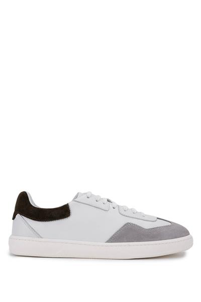 Tamer Tanca Erkek Hakiki Deri Beyaz/Taş Süet Sneakers & Spor Ayakkabı
