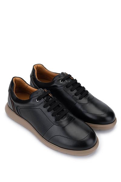 Tamer Tanca Erkek Hakiki Deri Siyah Sneakers & Spor Ayakkabı