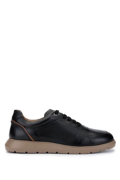 Tamer Tanca Erkek Hakiki Deri Siyah Sneakers & Spor Ayakkabı