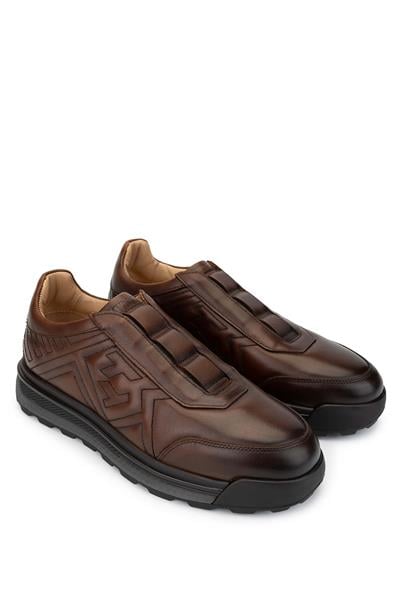 Tamer Tanca Erkek Hakiki Deri Taba Sneaker Ayakkabı
