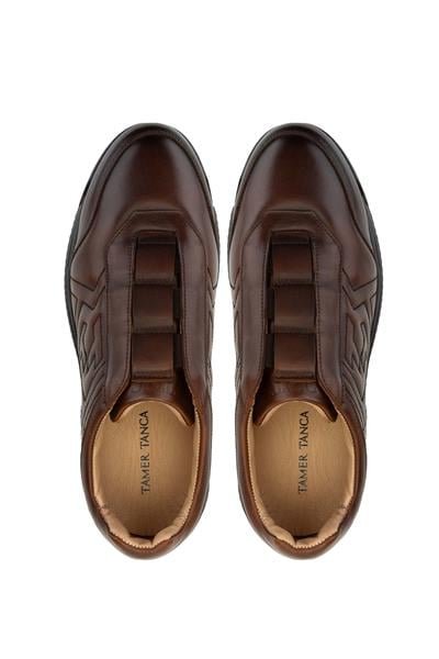 Tamer Tanca Erkek Hakiki Deri Taba Sneaker Ayakkabı