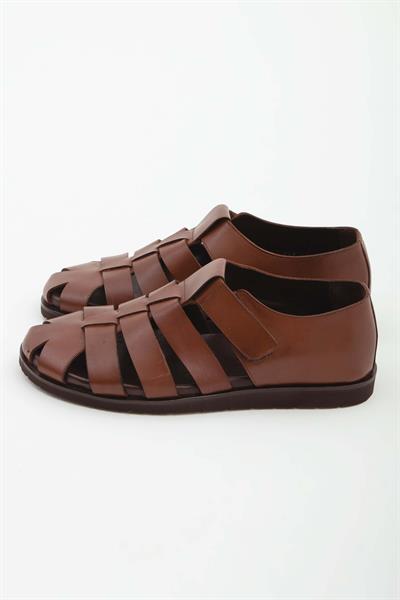 Tamer Tanca Erkek Hakiki Deri Taba Günlük Sandalet