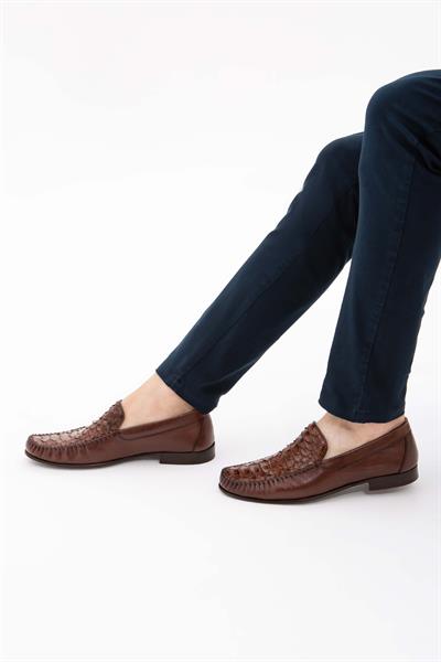 Tamer Tanca Erkek Hakiki Deri Taba Loafer Ayakkabı