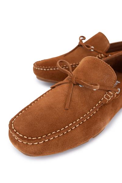 Tamer Tanca Erkek Hakiki Deri Tarçın Süet Loafer Ayakkabı