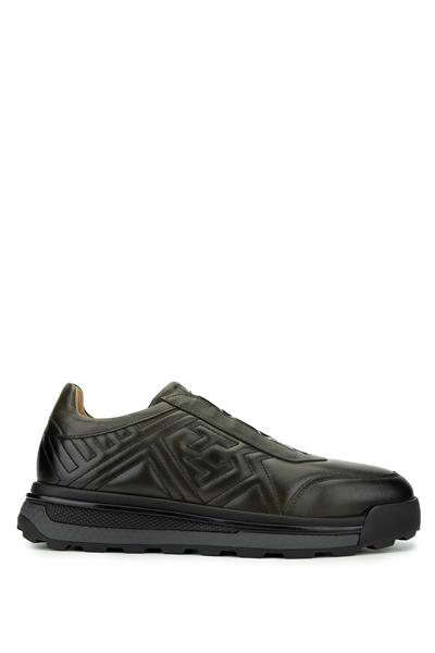 Tamer Tanca Erkek Hakiki Deri Yeşil Sneaker Ayakkabı