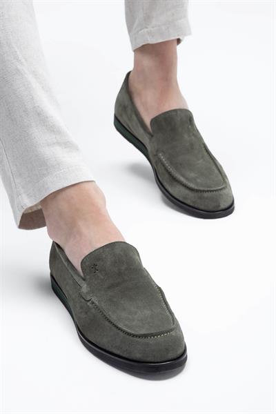 Tamer Tanca Erkek Hakiki Deri Yeşil Loafer Ayakkabı