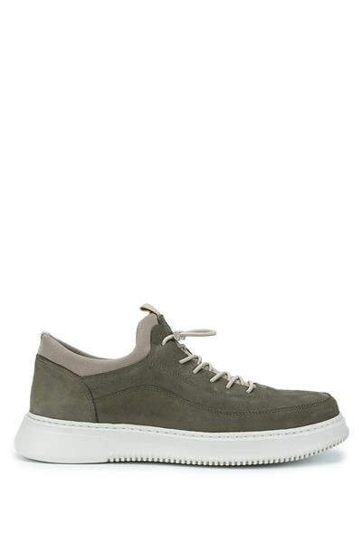Tamer Tanca Erkek Hakiki Deri Yeşil Nubuk Sneakers & Spor Ayakkabı