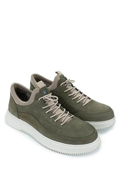 Tamer Tanca Erkek Hakiki Deri Yeşil Nubuk Sneakers & Spor Ayakkabı