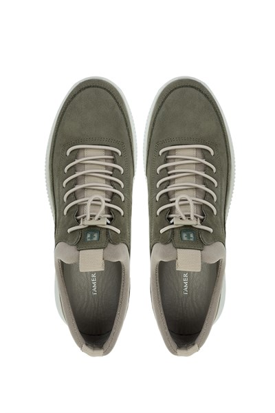 Tamer Tanca Erkek Hakiki Deri Yeşil Nubuk Sneakers & Spor Ayakkabı