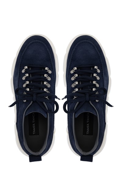 Tamer Tanca Erkek Hakiki Deri Lacivert Süet Sneakers & Spor Ayakkabı