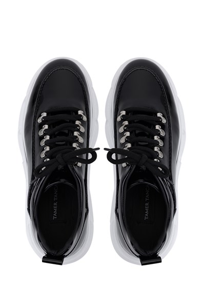 Tamer Tanca Erkek Hakiki Deri Siyah Rugan Sneakers & Spor Ayakkabı