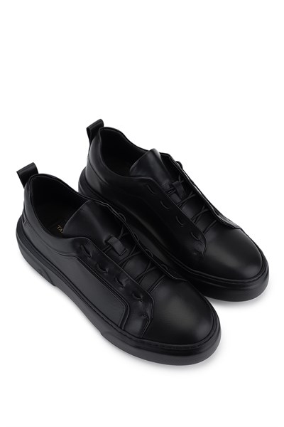 Tamer Tanca Erkek Hakiki Deri Siyah Sneakers & Spor Ayakkabı