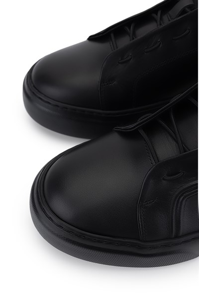 Tamer Tanca Erkek Hakiki Deri Siyah Sneakers & Spor Ayakkabı