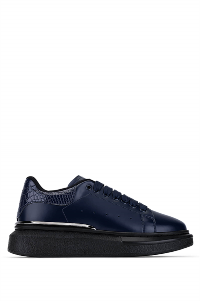 Tamer Tanca Erkek Suni Deri Lacivert Sneakers & Spor Ayakkabı