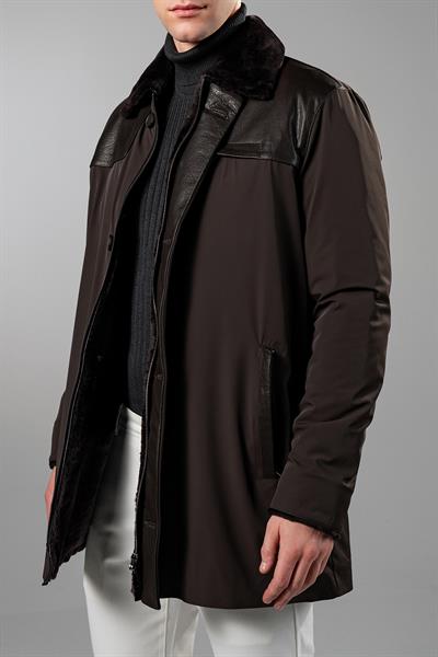 Tamer Tanca Erkek Tekstil & Deri Kahverengi Mont
