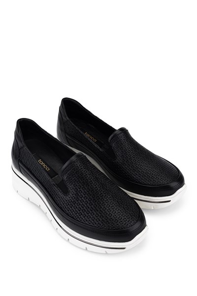 Tamer Tanca Hakiki Deri Kadın Siyah Sneakers & Spor Ayakkabı