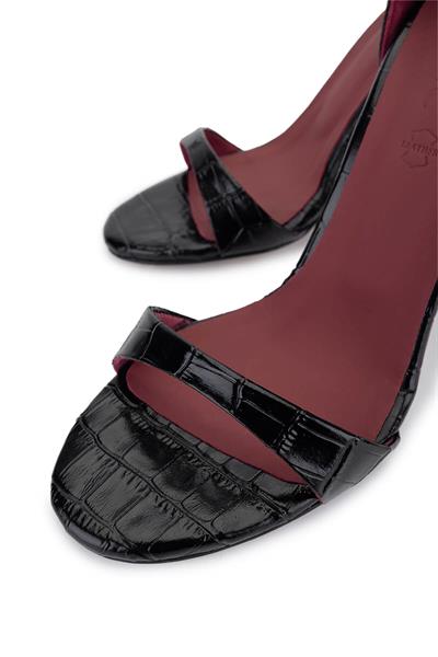 Tamer Tanca Kadın Hakiki Deri Siyah Kroko Topuklu Ayakkabı