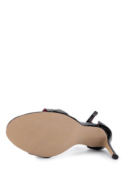 Tamer Tanca Kadın Hakiki Deri Siyah Kroko Topuklu Ayakkabı