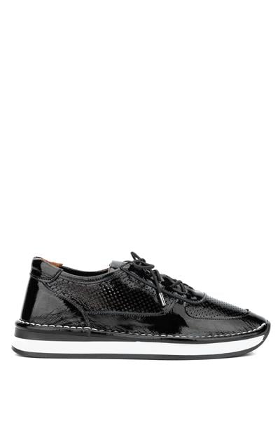 Tamer Tanca Kadın Deri Hasır Siyah Rugan Sneakers & Spor Ayakkabı