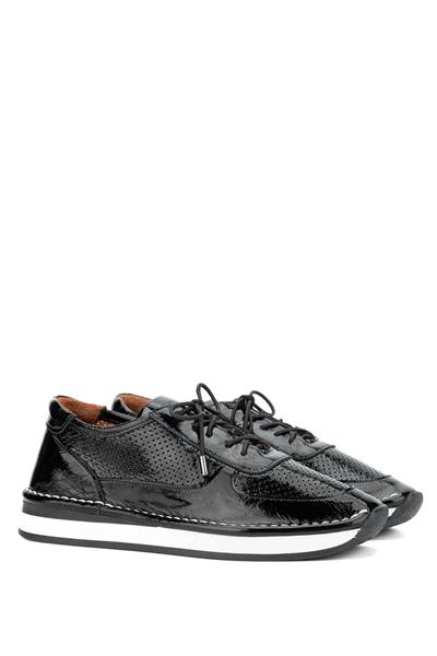 Tamer Tanca Kadın Deri Hasır Siyah Rugan Sneakers & Spor Ayakkabı