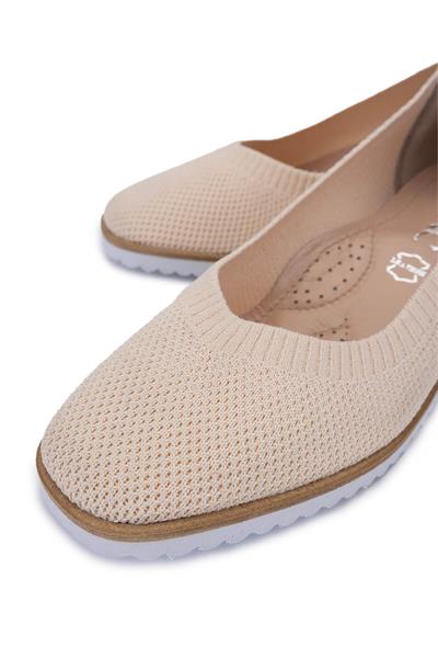 Tamer Tanca Kadın Deri & Tekstil Bej Topuklu Ayakkabı