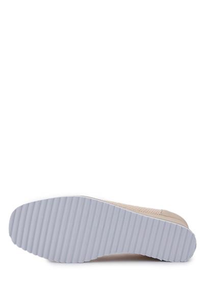 Tamer Tanca Kadın Deri & Tekstil Bej Topuklu Ayakkabı