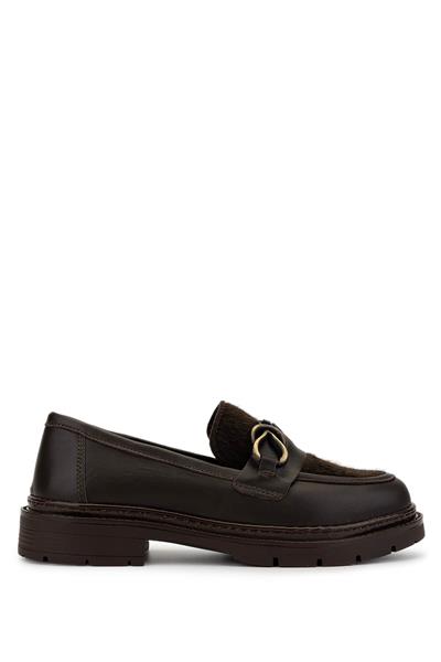Tamer Tanca Kadın Deri & Tekstil Kahverengi Loafer Ayakkabı