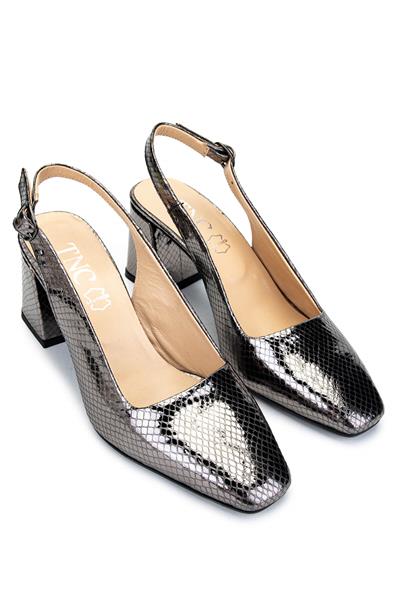 Tamer Tanca Kadın Hakiki Deri Antrasit Topuklu Ayakkabı