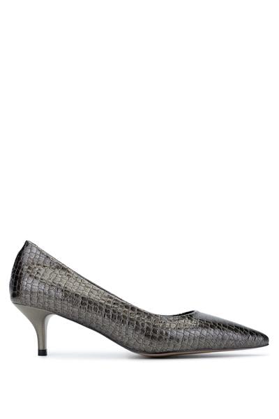 Tamer Tanca Kadın Hakiki Deri Antrasit Stiletto Ayakkabı