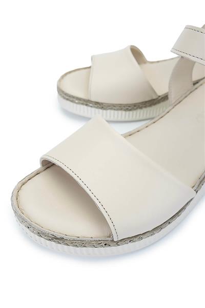 Tamer Tanca Kadın Hakiki Deri Bej Comfort Sandalet