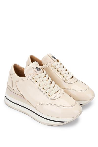 Tamer Tanca Kadın Hakiki Deri Bej Rugan Sneakers & Spor Ayakkabı