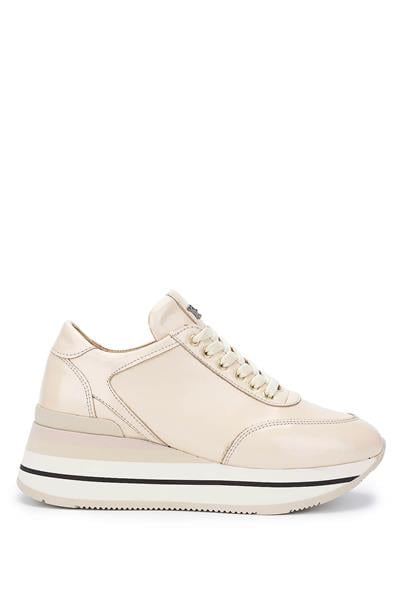Tamer Tanca Kadın Hakiki Deri Bej Rugan Sneakers & Spor Ayakkabı