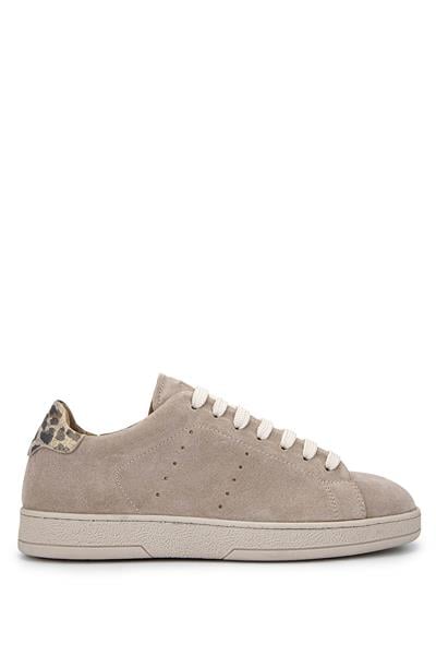 Tamer Tanca Kadın Hakiki Deri Bej Süet/Leopar Sneakers & Spor Ayakkabı
