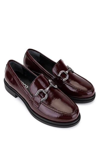 Tamer Tanca Kadın Hakiki Deri Bordo Loafer Ayakkabı