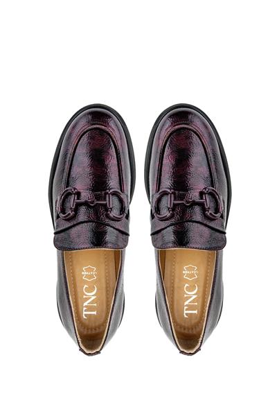 Tamer Tanca Kadın Hakiki Deri Bordo Loafer Ayakkabı