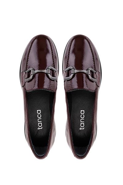 Tamer Tanca Kadın Hakiki Deri Bordo Loafer Ayakkabı