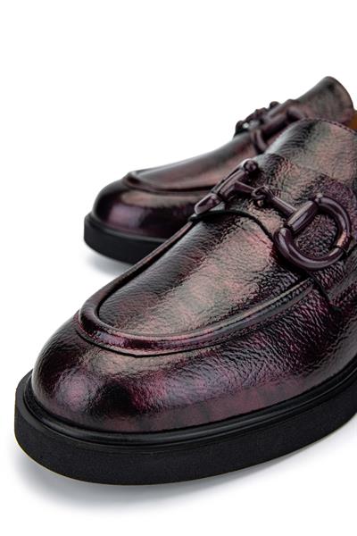 Tamer Tanca Kadın Hakiki Deri Bordo Loafer Ayakkabı