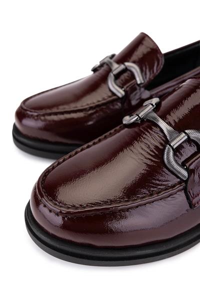 Tamer Tanca Kadın Hakiki Deri Bordo Loafer Ayakkabı
