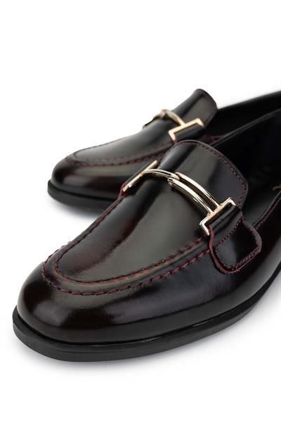 Tamer Tanca Kadın Hakiki Deri Bordo Loafer Ayakkabı