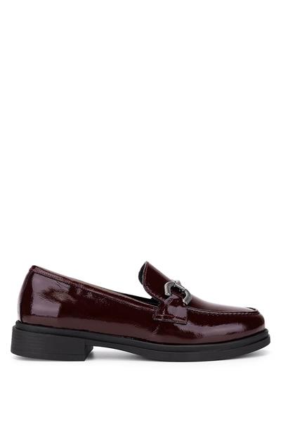 Tamer Tanca Kadın Hakiki Deri Bordo Loafer Ayakkabı