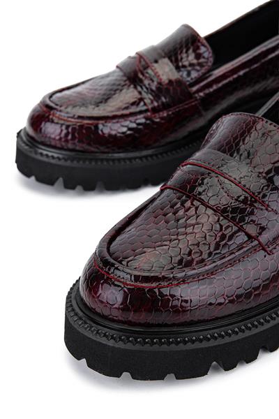 Tamer Tanca Kadın Hakiki Deri Bordo Loafer Ayakkabı