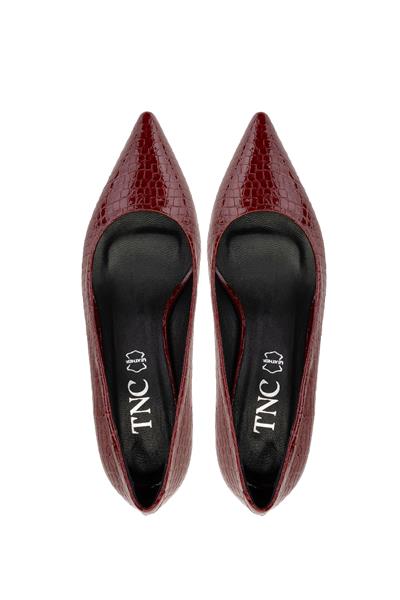 Tamer Tanca Kadın Hakiki Deri Bordo Stiletto Ayakkabı